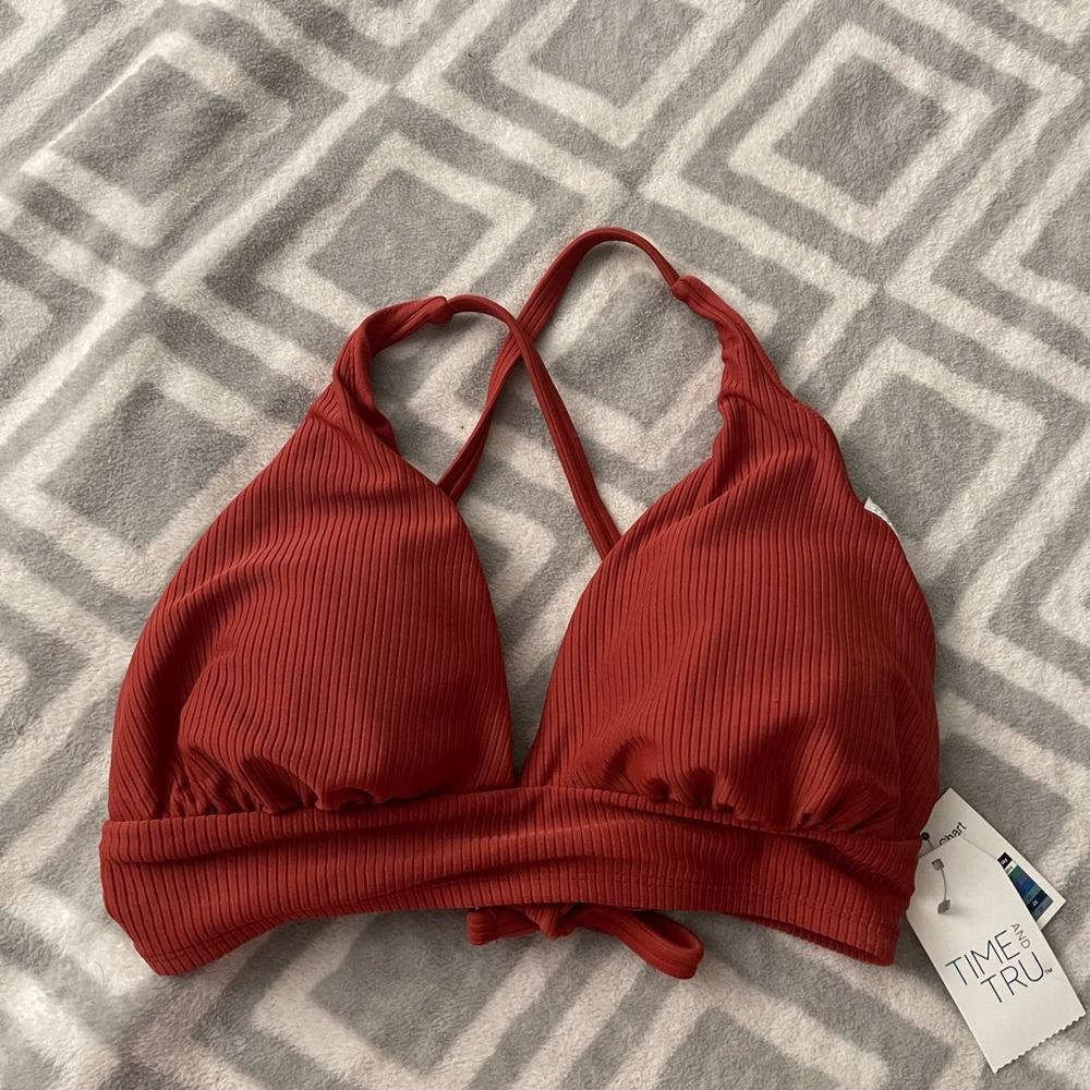 NWT Time & Tru Ribbed Bikini Top